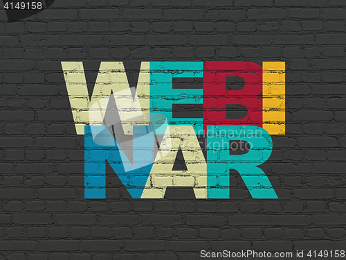 Image of Education concept: Webinar on wall background