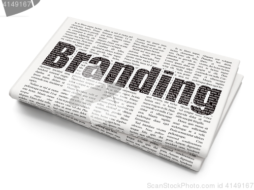 Image of Advertising concept: Branding on Newspaper background