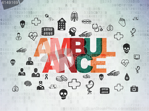 Image of Healthcare concept: Ambulance on Digital Data Paper background