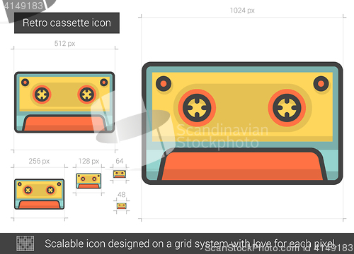 Image of Retro cassette line icon.