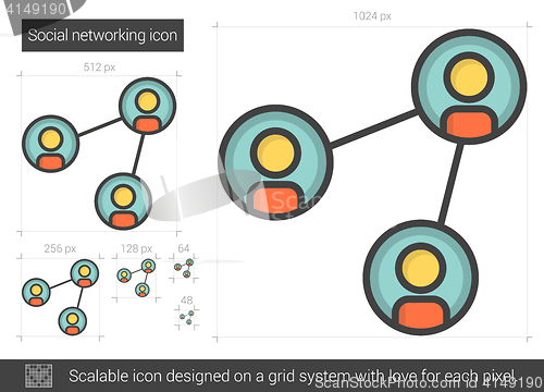 Image of Social networking line icon.