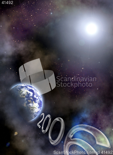 Image of Space scenario. Earth in the space, 2006 Year are coming