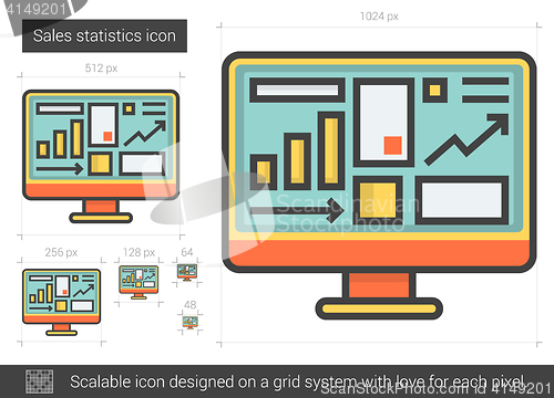 Image of Sales statistics line icon.