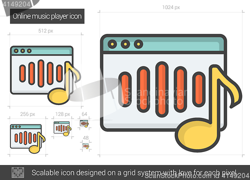 Image of Online music player line icon.