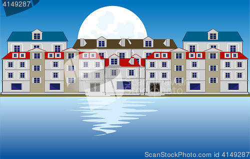 Image of Moon on city and water