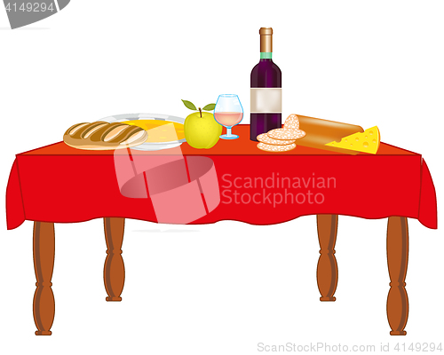 Image of Table with meal and drink