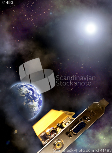 Image of Space scenario. Information technology age Space ship: videocard over the the Earth