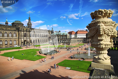 Image of DRESDEN, GERMANY – AUGUST 13, 2016: Tourists walk and visit Dr