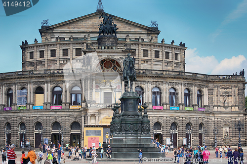 Image of DRESDEN, GERMANY – AUGUST 13, 2016: Tourists walk and visit on