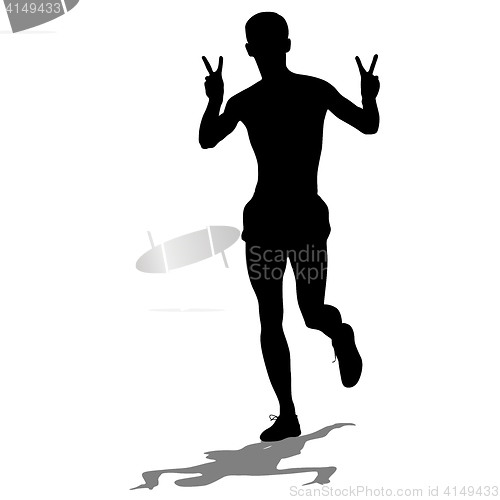 Image of Silhouettes. Runners on sprint, men. illustration