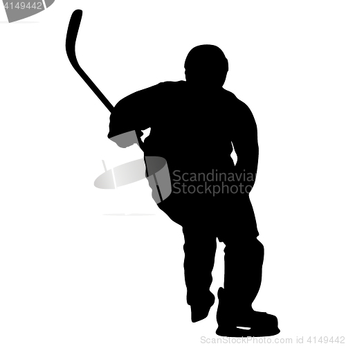 Image of Silhouette of hockey player. Isolated on white. illustrations