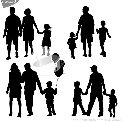Image of Set silhouette of happy family on a white background. illustration.