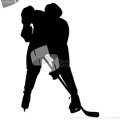 Image of Silhouette of hockey player. Isolated on white. illustrations