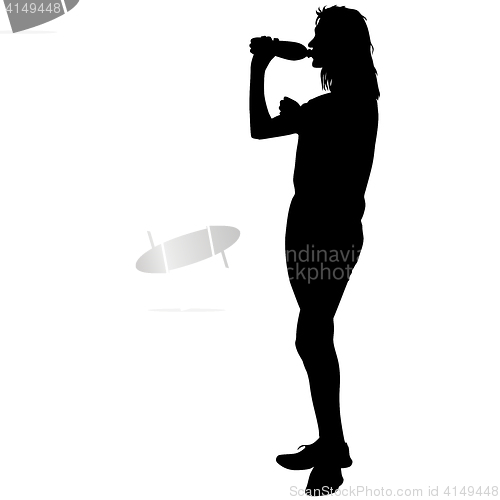 Image of Black silhouettes of beautiful woman on white background. illustration