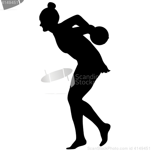 Image of Silhouette girl gymnast with the ball. illustration