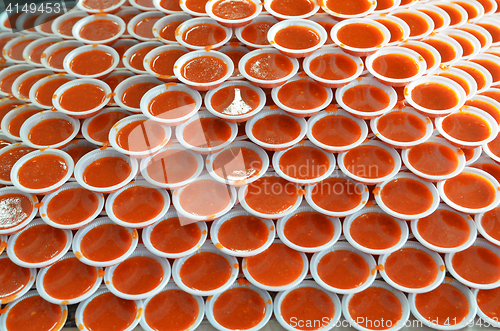 Image of Stack of hot chili paste  