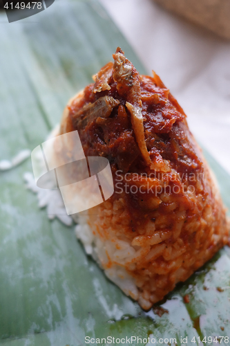 Image of Traditional food in Malaysia named nasi lemak