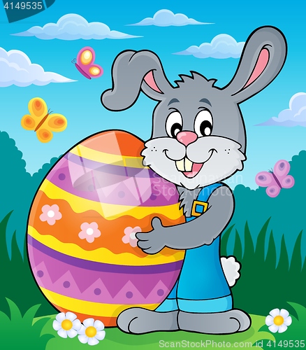 Image of Bunny holding big Easter egg theme 2