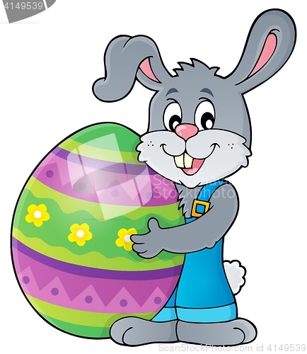 Image of Bunny holding big Easter egg theme 1