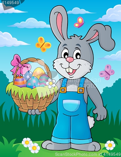 Image of Bunny holding Easter basket theme 3