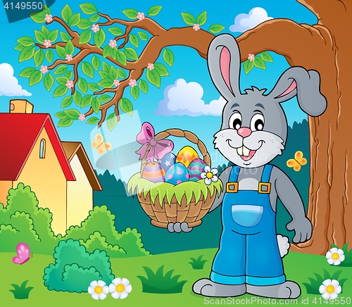Image of Bunny holding Easter basket theme 2