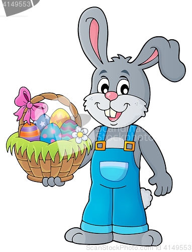 Image of Bunny holding Easter basket theme 1