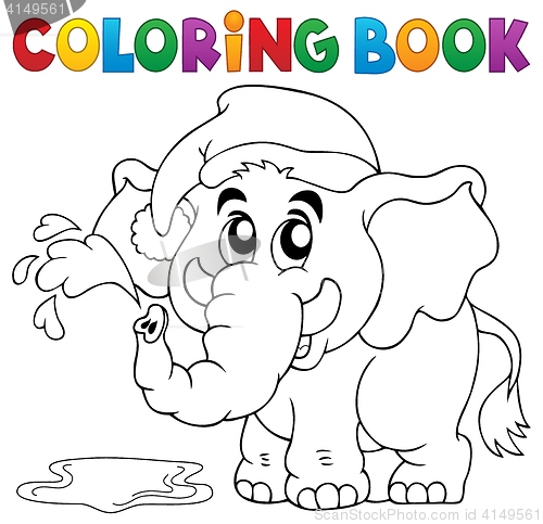 Image of Coloring book elephant with hat