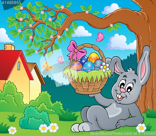 Image of Bunny holding Easter basket theme 6