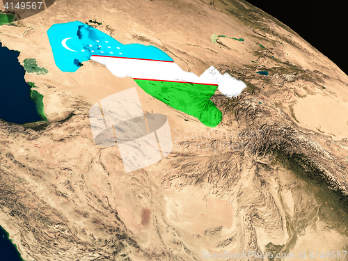 Image of Flag of Uzbekistan from space