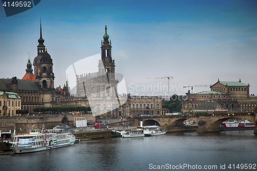 Image of DRESDEN, GERMANY – AUGUST 13, 2016: Tourists walk and majestic