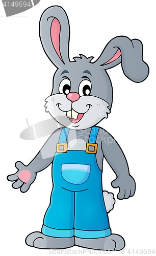 Image of Happy bunny in overalls