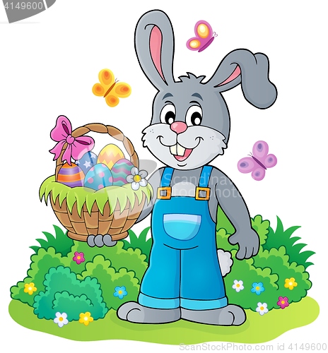 Image of Bunny holding Easter basket theme 4