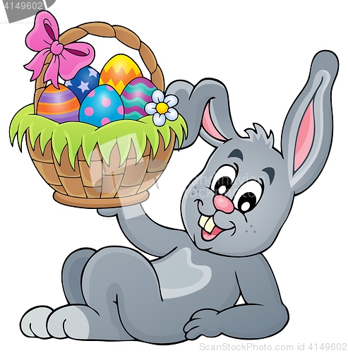 Image of Bunny holding Easter basket theme 5