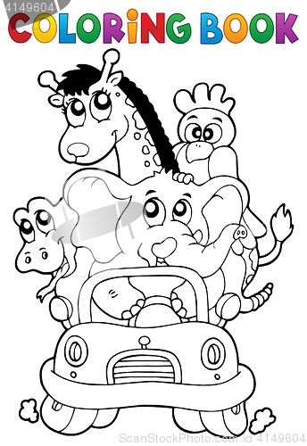 Image of Coloring book animals in car