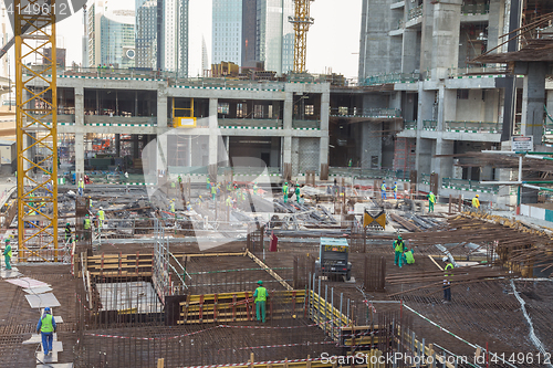 Image of Modern building constraction site works.