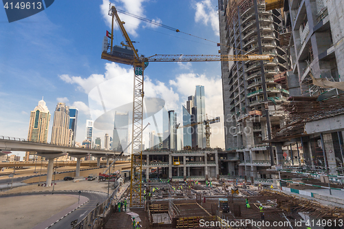 Image of Modern building constraction site works.