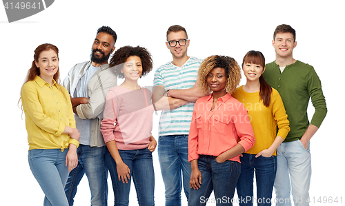 Image of international group of happy smiling people