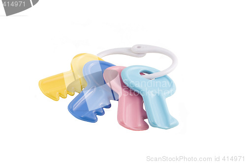 Image of colorful baby key toy isolated on white