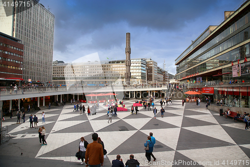 Image of STOCKHOLM, SWEDEN - AUGUST 19, 2016: Pedestrian walk on Sergels 