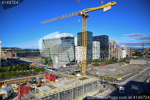 Image of OSLO, NORWAY – AUGUST 17, 2016: A construction site of Bjorvik