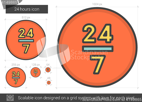 Image of Twenty four hours line icon.