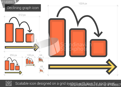 Image of Declining graph line icon.