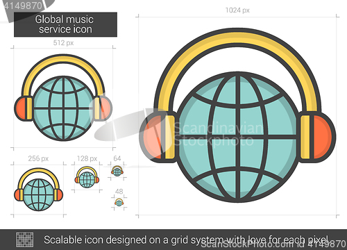 Image of Global music service line icon.