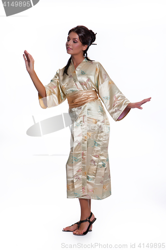 Image of Young Beautiful Woman In Japanese National Clothing