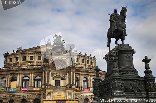 Image of DRESDEN, GERMANY – AUGUST 13, 2016: Statue of King Johann and 