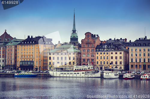 Image of STOCKHOLM, SWEDEN - AUGUST 20, 2016: View of Gamla Stan from bri