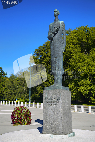 Image of OSLO, NORWAY – AUGUST 17, 2016: Statue of King Haakon VII of N