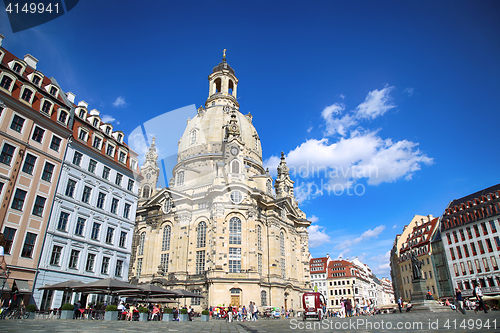 Image of DRESDEN, GERMANY – AUGUST 13, 2016: People walk on Neumarkt Sq