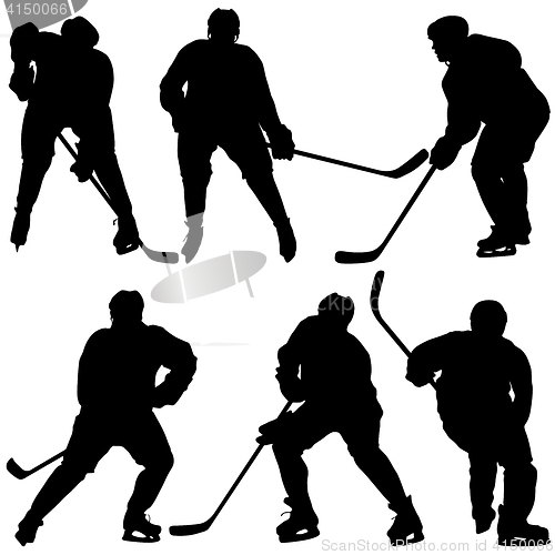 Image of Set of silhouettes hockey player. Isolated on white. illustrations