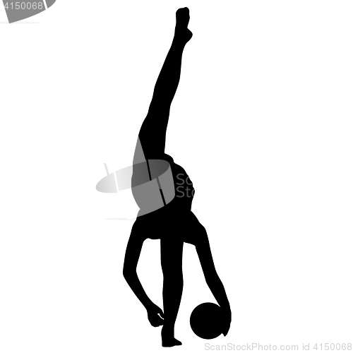 Image of Silhouette girl gymnast with the ball. illustration